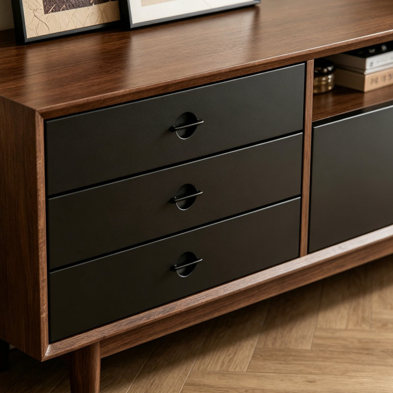 Meuble télé de luxe Luxury, H 22,04 po x L 78,74 po x l 15,74 po, Noir / brun