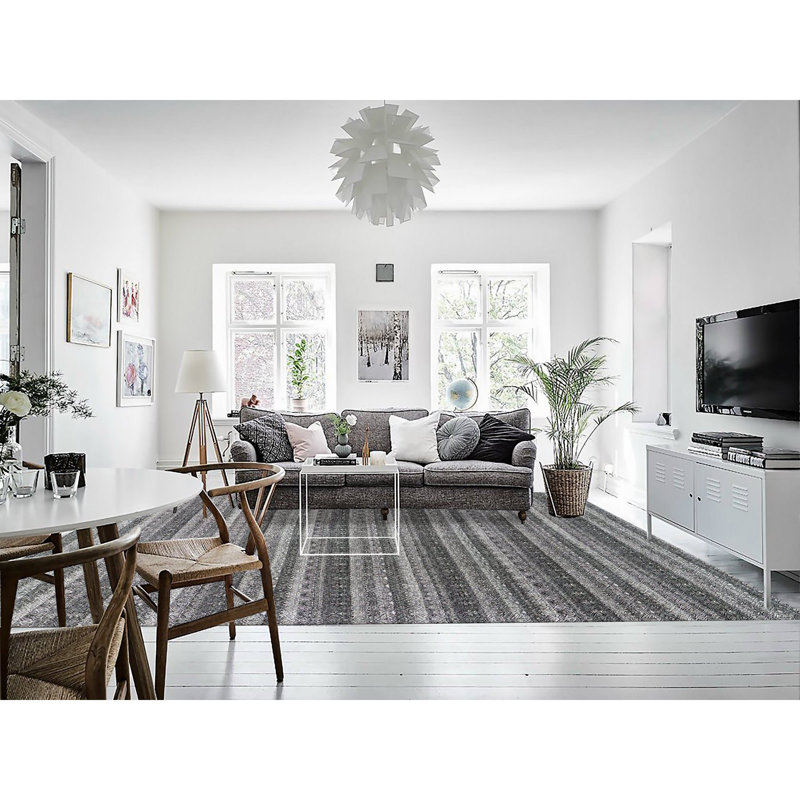 Tapis gris 100% en laine noué à la main 10 pi x 13 pi 10 po A4ABD85A87A24A8B949103056C366027