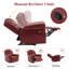 Fauteuil inclinable manuel avec console centrale et bande lumineuse DEL pour salon, rouge, idéal pour le home cinéma.