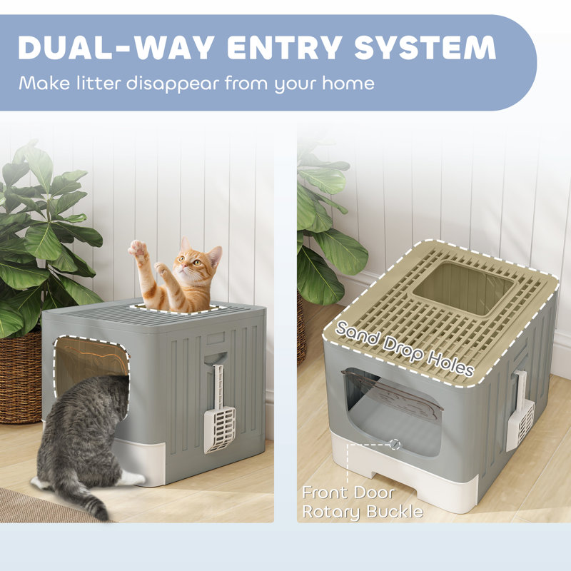 Polyethylene Plastic Litter Box Enclosure, Grey
