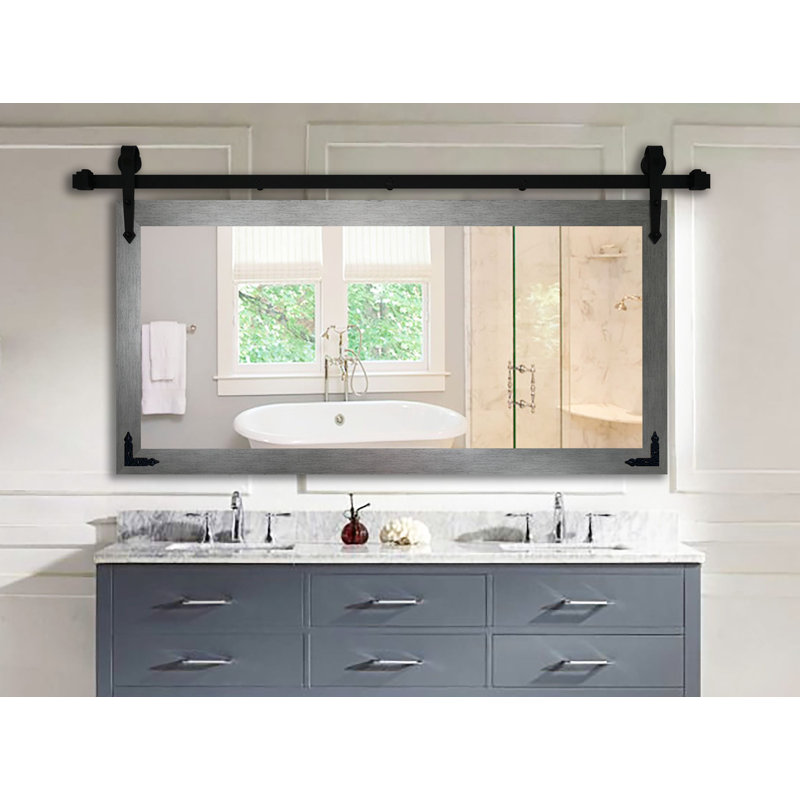 Neace Engineered Wood Rectangle Mirror, 30.5" H x 60" W, Silver