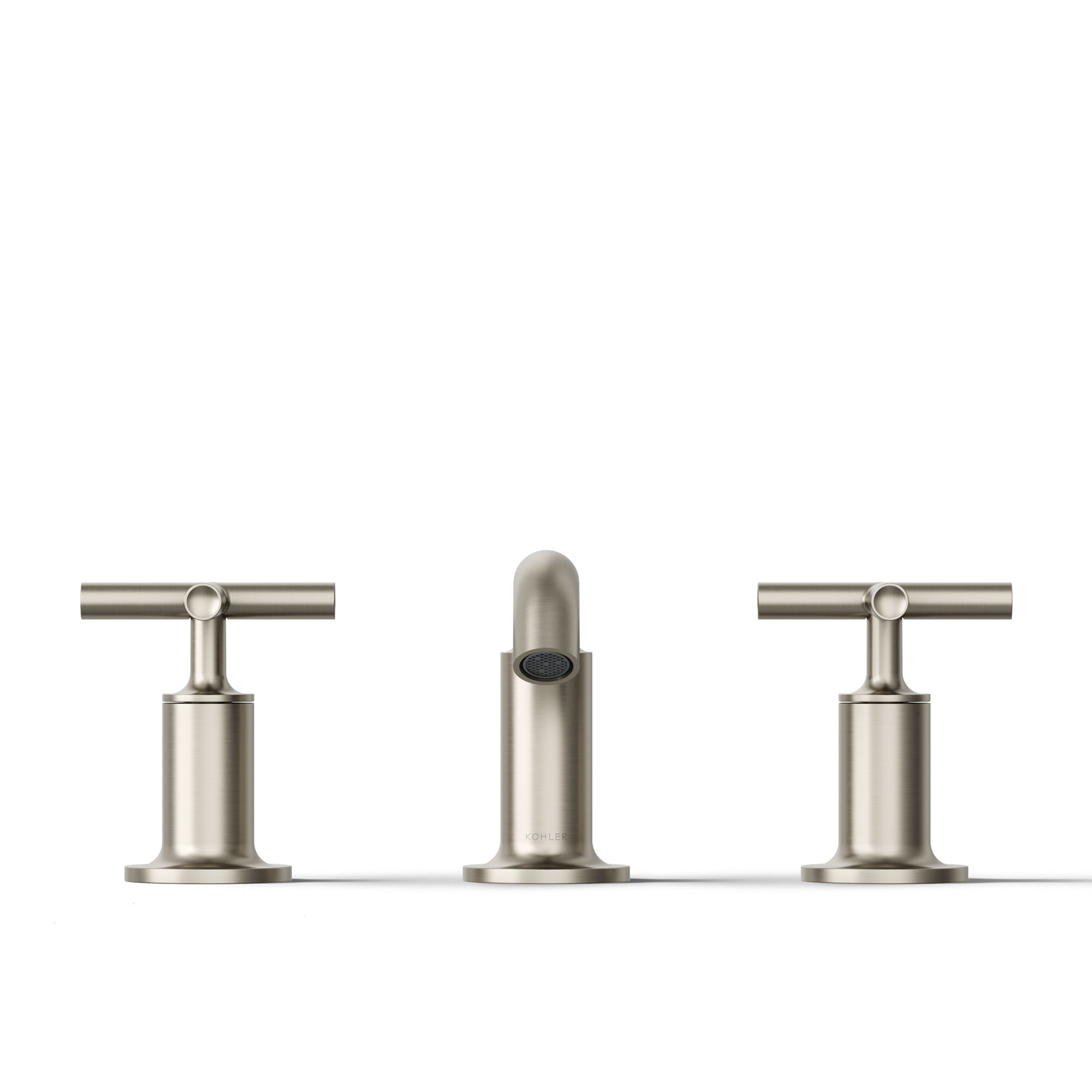 Purist Widespread Bathroom Sink Faucet with Low Cross Handles and Low Spout, Vibrant Brushed Nickel