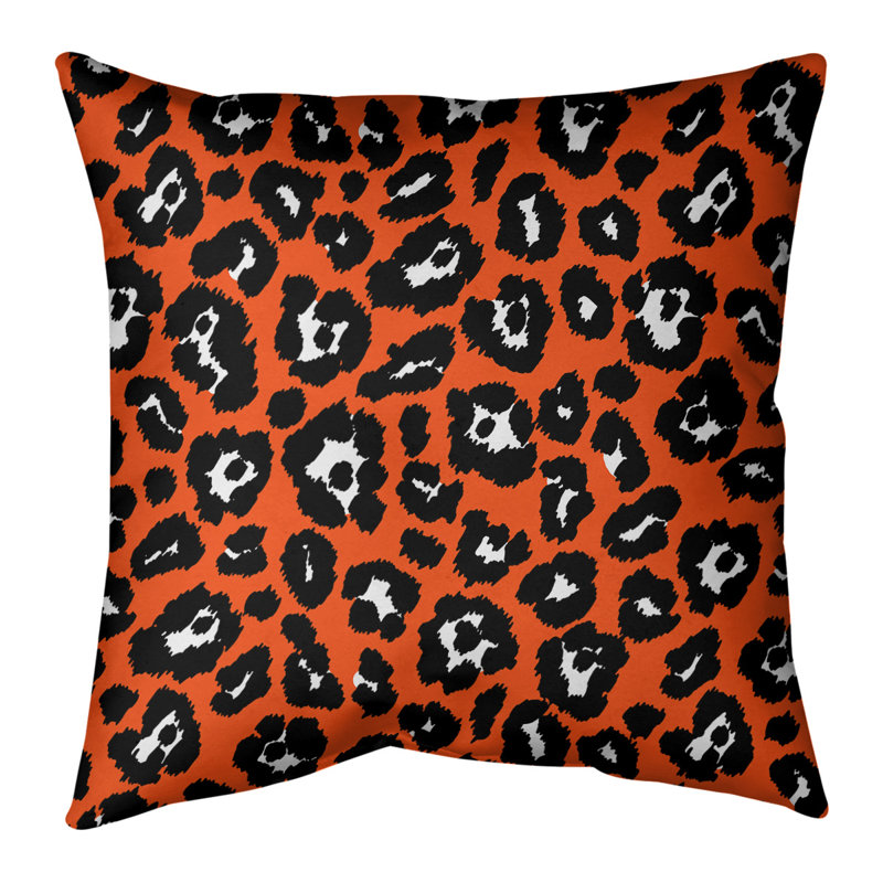 Housse de coussin carrée, Orange / Noir / Blanc, Faux lin, 26 po x 26 po