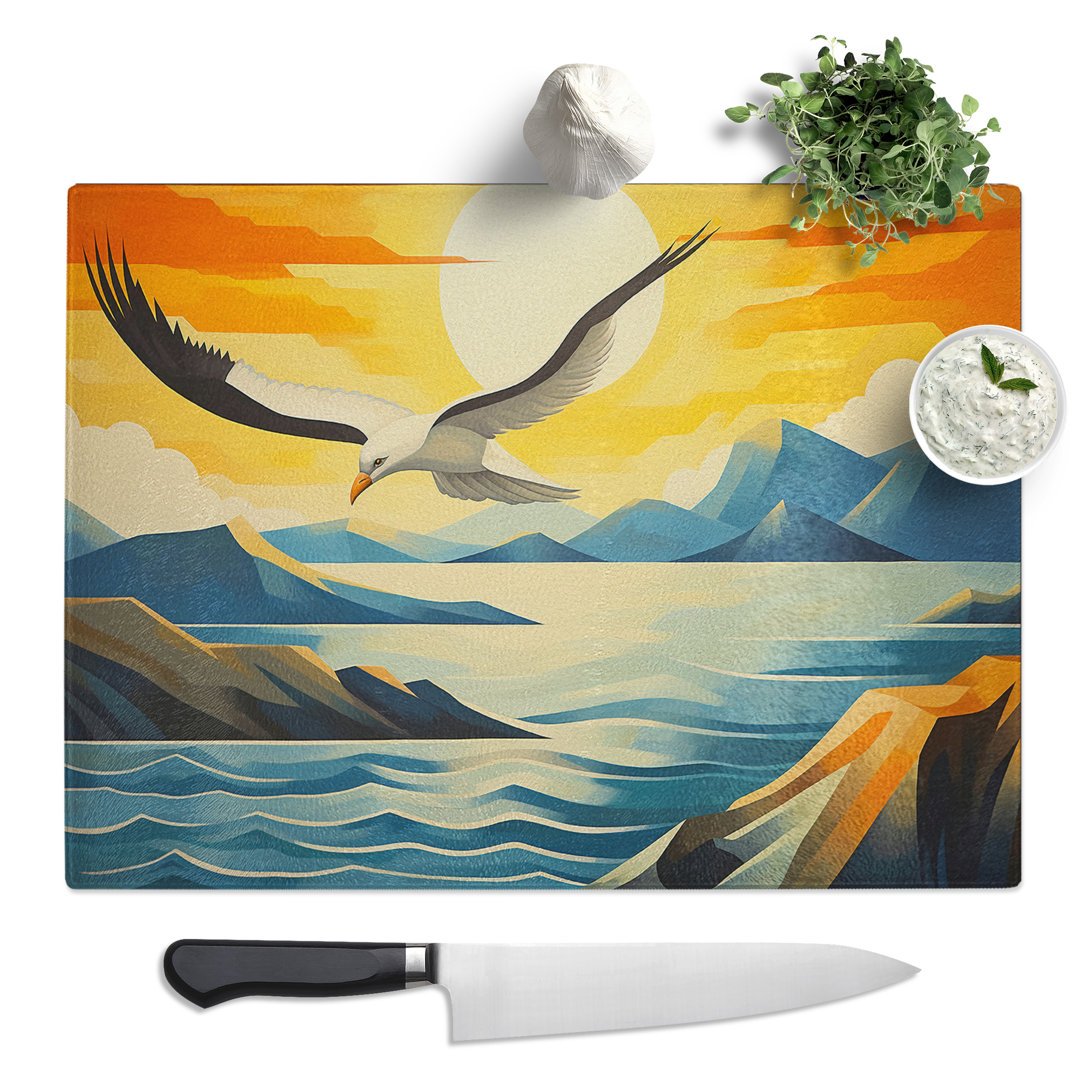 Seagull Art Deco No.2  Glass Chopping Board