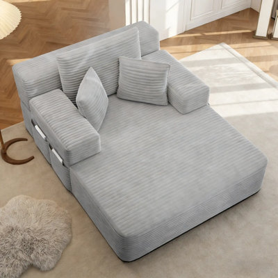Chaise convertible en velours côtelé - rembourré par compression, sans assemblage ni rangement