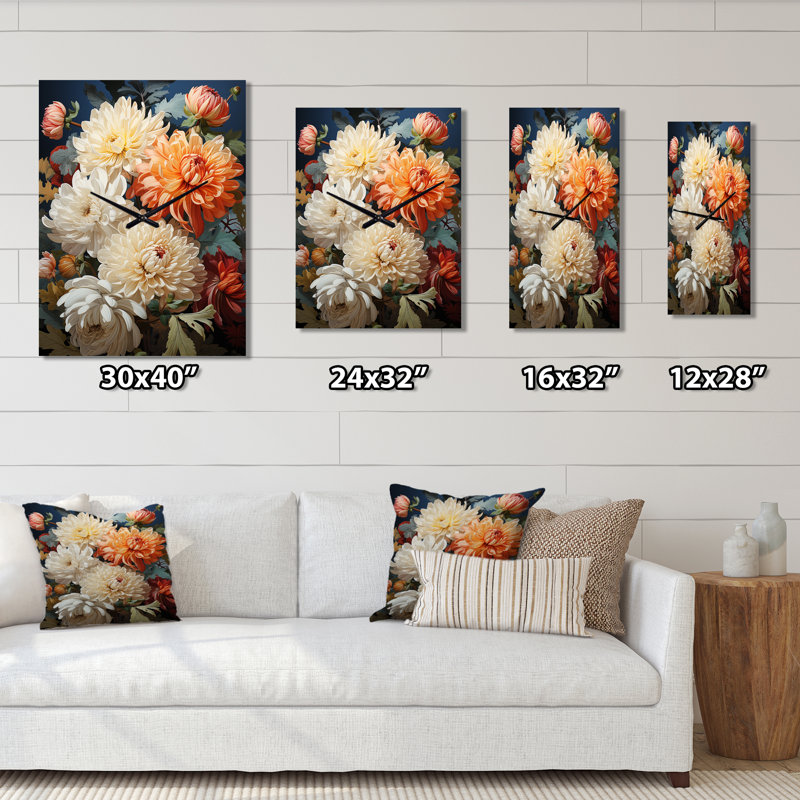 Horloge murale Chrysanthemums Autumn Collage I - Floral, Grand