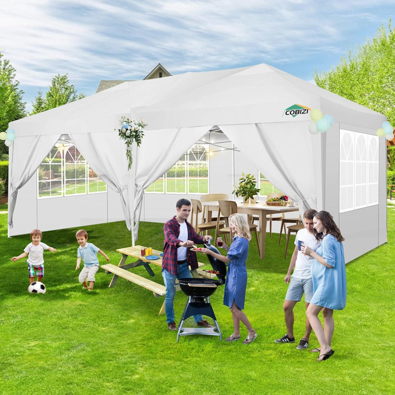 COBIZI Canopy 10x20 Pop Up Canopy Tent with 6 Sidewalls, White