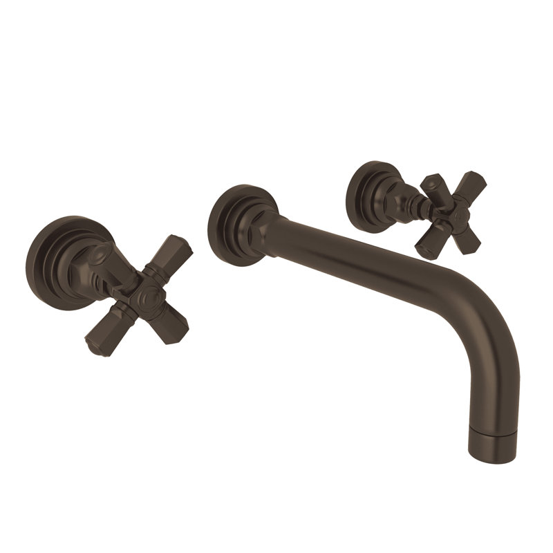 San Giovanni Wall Mounted Faucet, Tuscan Brass, Cross Handle