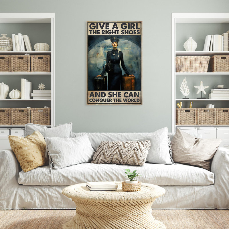 " Flight Attendant Give A Girl - 1 Piece Rectangle Graphic Art Print On Wrapped Canvas ", L 11 po x H 14 po