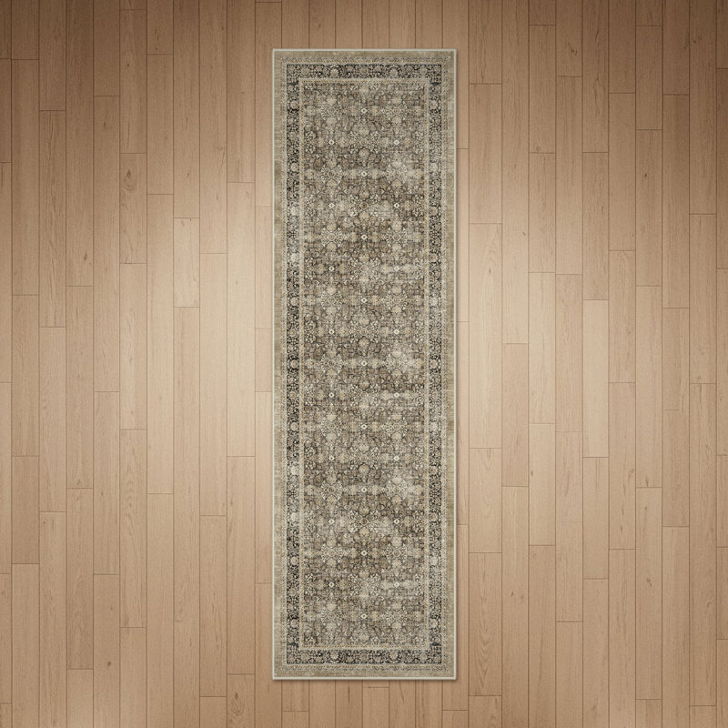 Roehit Distressed Vintage Oriental Runner, Non-Slip Washable Stain Resistant Area Rug, Runner 2'6" x 8'