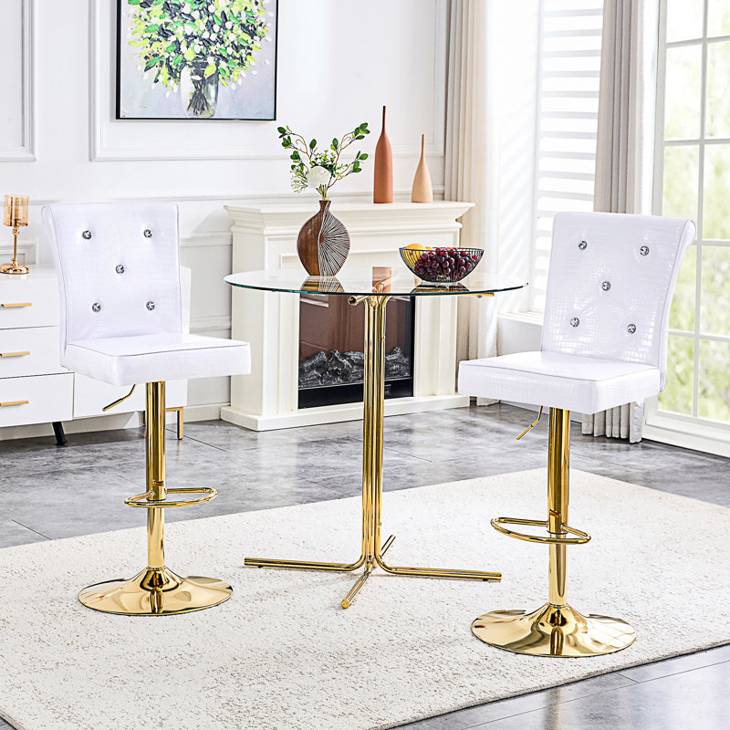 Ensemble de 2 fauteuils vintage avec fermoir en cristal, Blanc / Doré