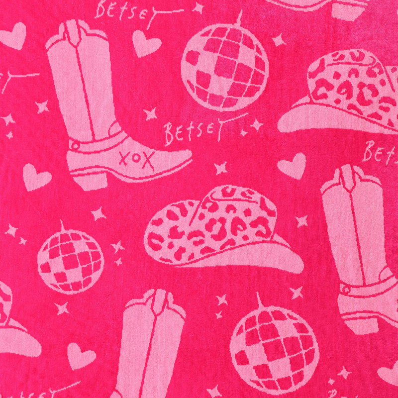 Betsey Johnson Western Wear Pink Beach Towel, Western Wear Pink