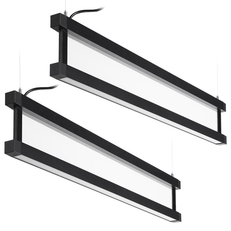 Suspension linéaire DEL LinearLux 122 cm (4 pi) 40 W, éclairage vers le haut, le centre et le bas, 3CCT, pour bureau, noir