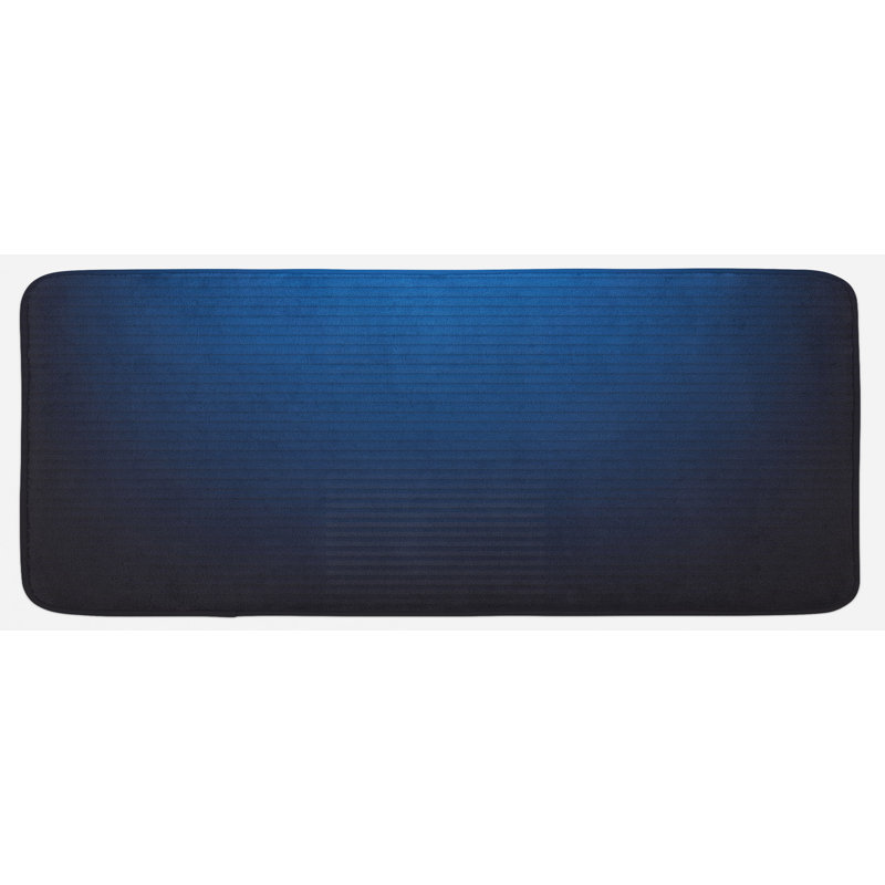 Tapis de cuisine bleu foncé d’art de style dégradé horizontal urban lines digital urban effects