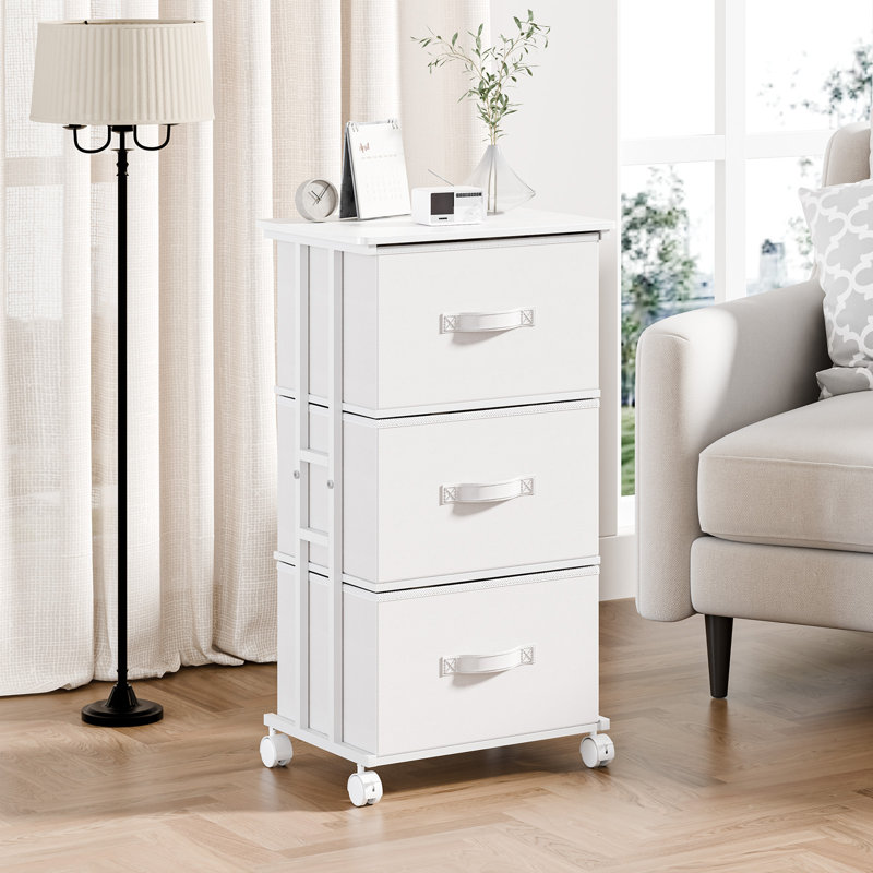Dresser Storage with 3 Drawers, Metal Frame for Closet Storage, Vertical Storage Cabinet for Bedroom, Wardrobe, and Office