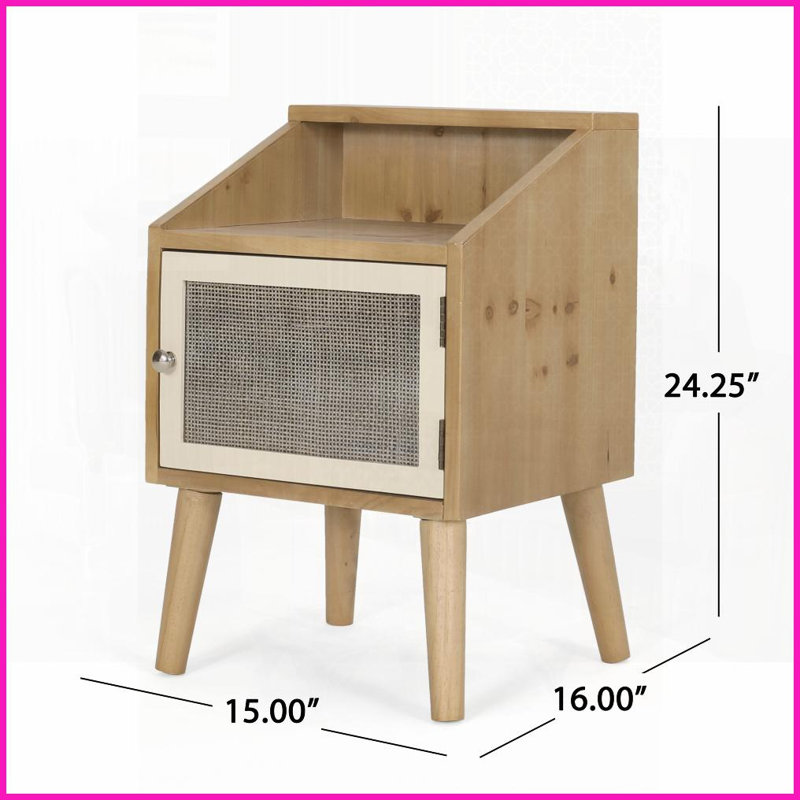 Table basse contemporaine d'aspect bois avec accents en rotin Rangement intégré pour le salon