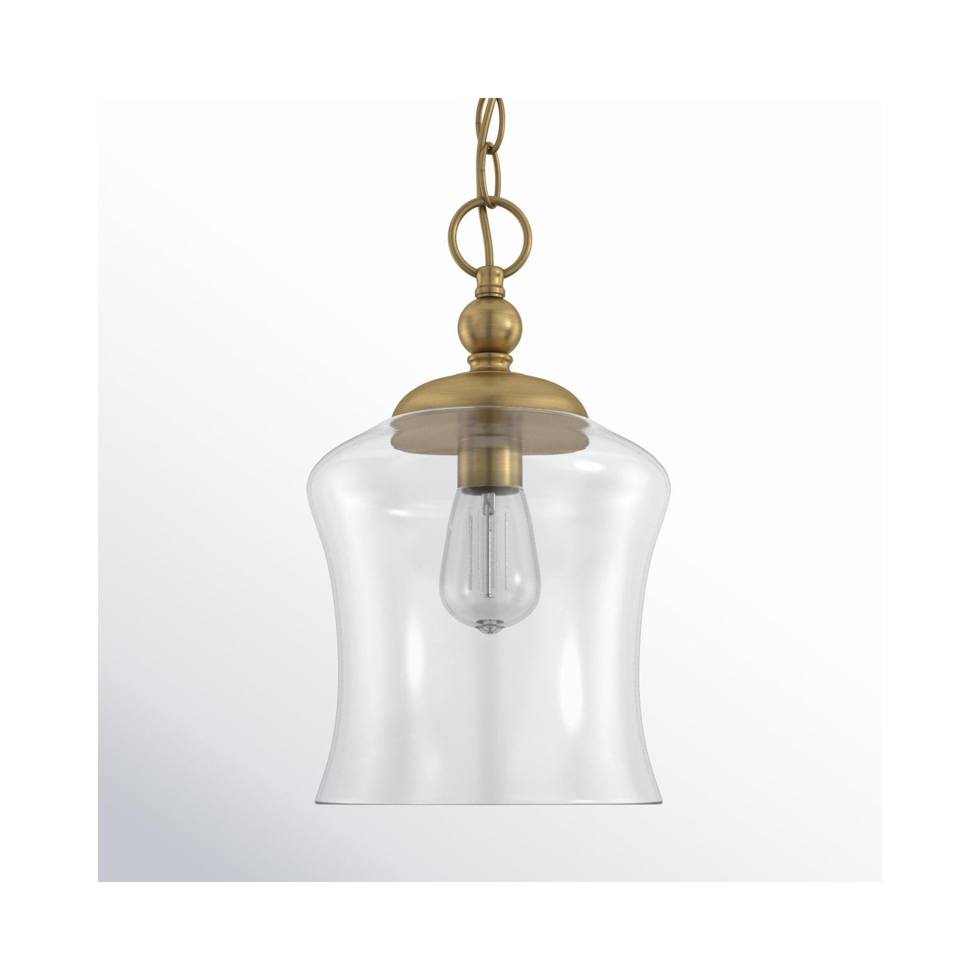 Pinedale Single Light Glass Dimmable Pendant, Natural Brass