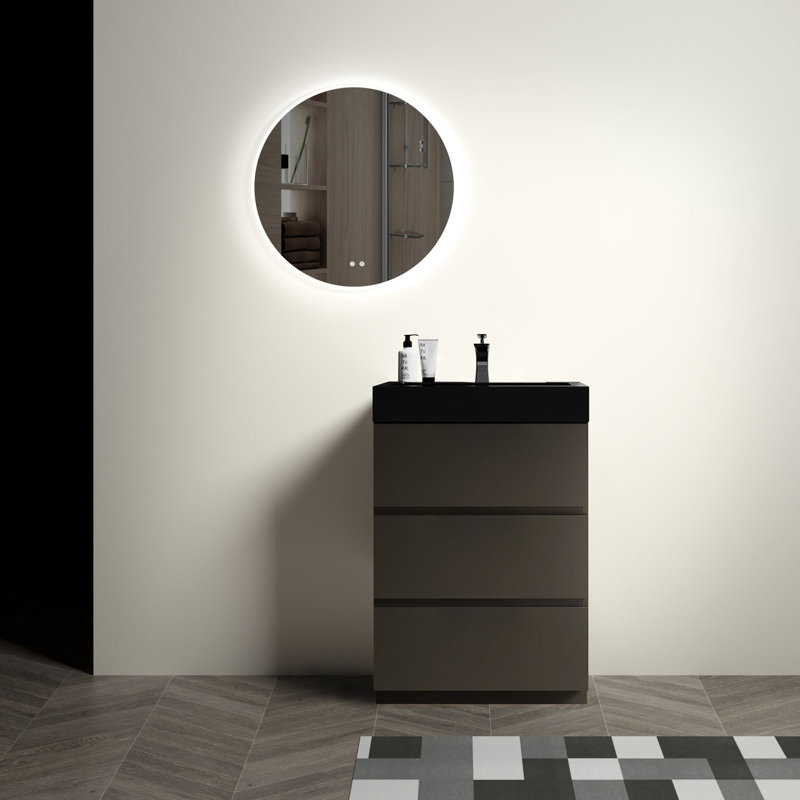 Bathroom Sink Vanity - Gray, Silent, Ample Storage Black, Silent Operation