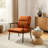 Fabric Upholstered Accent Armchair With Metal Frame And Wooden Armrests-119338414