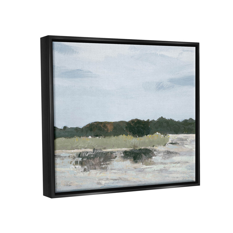 «Coastal Vast Hills Landscape» par Jenny Green - peinture à cadre flottant sur toile, Cadre flottant noir de jais