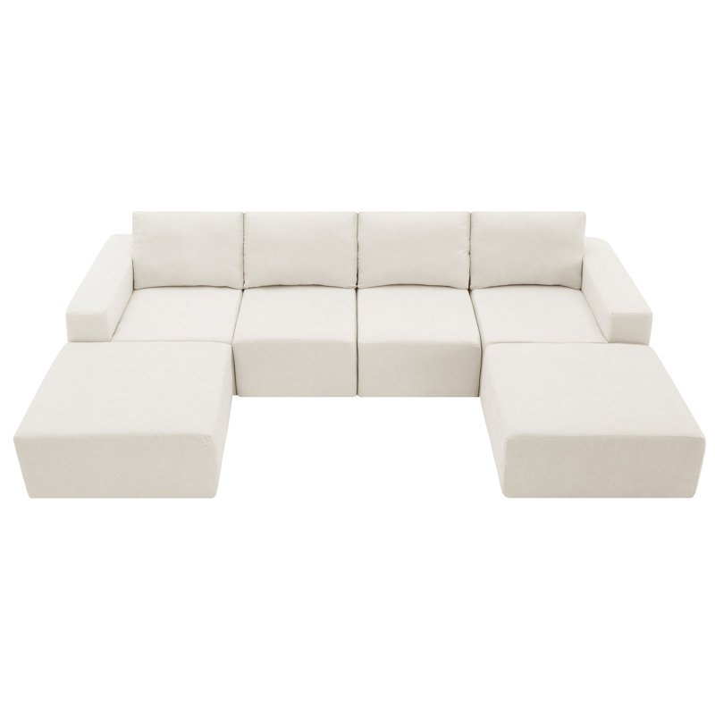 [VIDÉO] Canapé modulaire en forme de U de 110 * 72 "avec repose-pieds, Chenille beige