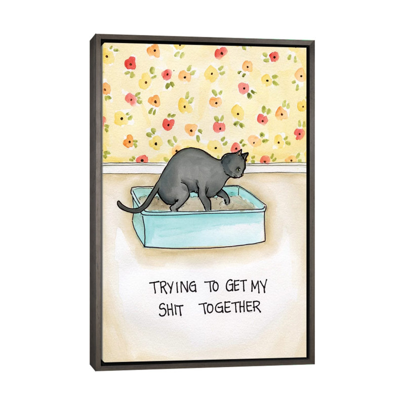 "Shit Together" par Jamie Morath-impression, H 26 po x l 18 po x 1,5 po, Toile avec cadre gris, Pas de tapis