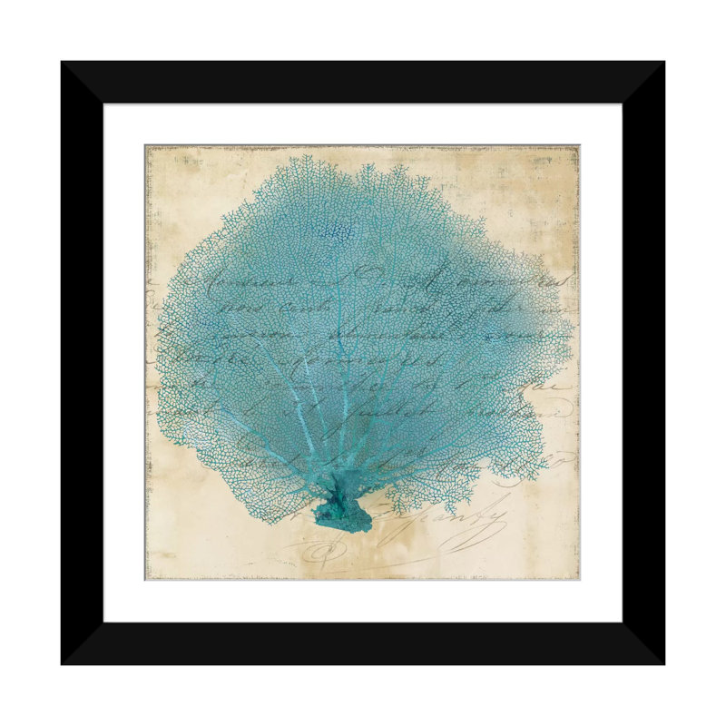 « blue corail iv », impression sur toile, Papier d'art encadré noir, Blanc, H 24 po x l 24 po x P 1 po