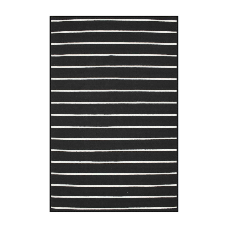 Tapis contemporain bleu / blanc, Rectangle 5 pi x 7 pi