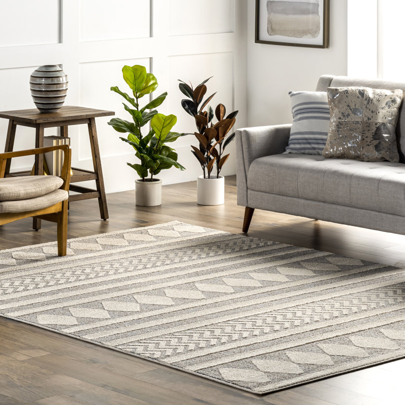 Lefter Tribal Area Rug for Living Room Bedroom Dining Room Kitchen, Grey/Ivory, Rectangle 8'10" x 12'