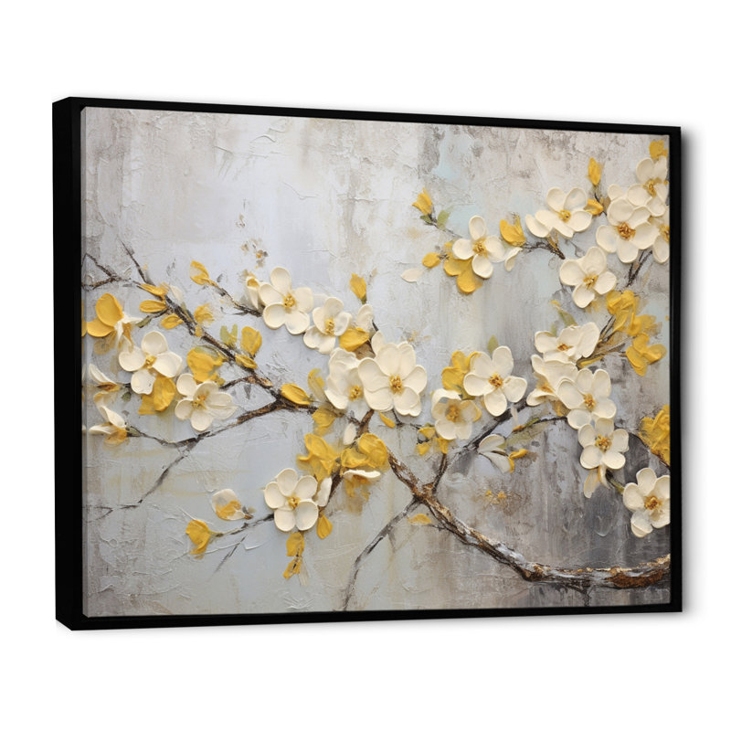 «Apple Blossom Harmony XVII», reproduction d'art sur toile, H 12 po x l 20 po x P 1 po, Cadre flottant noir
