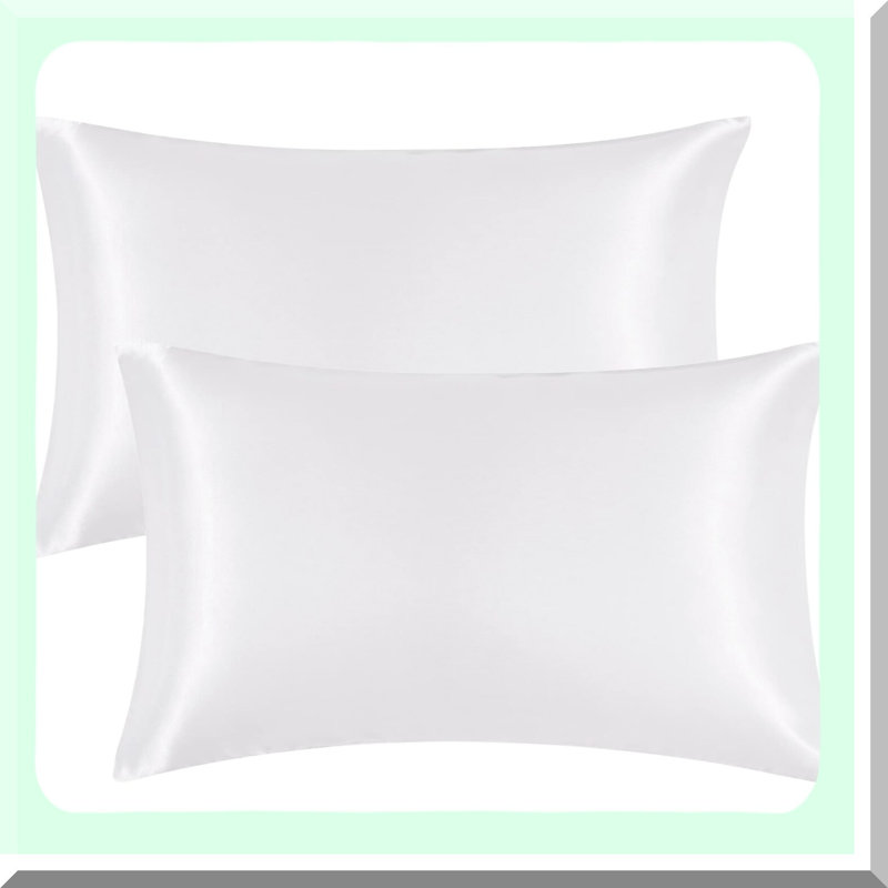 Silk Hair Pillowcase Set - White Queen Pillow Covers 2 Pack - Soft Envelope Closure Pillow Cases - 20X30 Inches - Haircare Silk Pillowcases