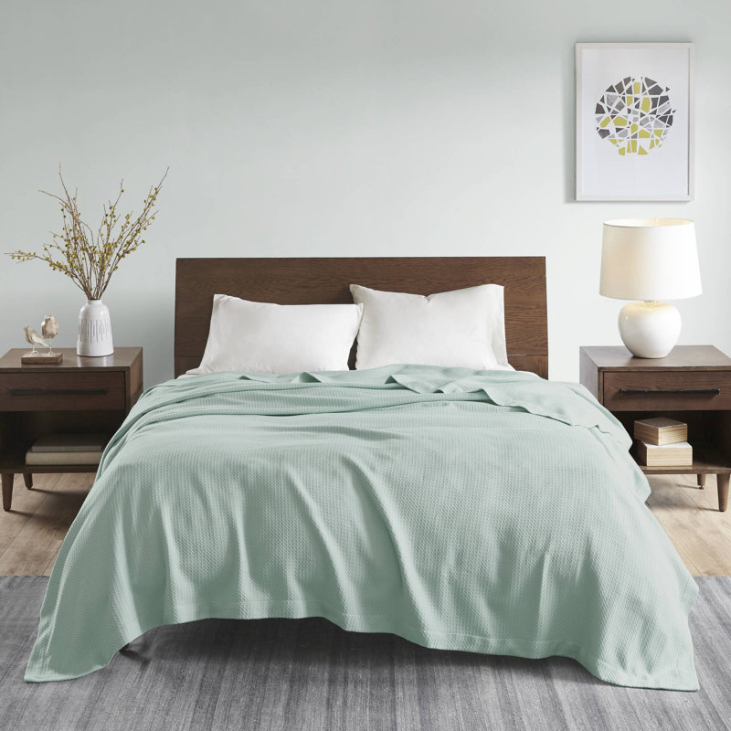 Couverture 100% coton égyptien certifié, Très grand lit, Gris