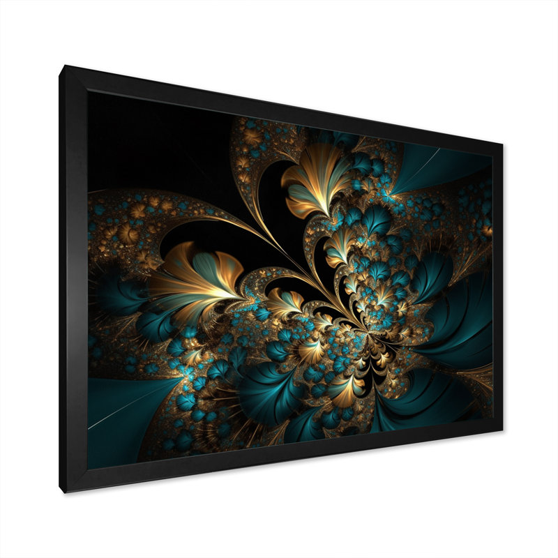 Or et bleu, l'abandon de la fractale IV - reproduction, H 24 po x l 32 po x P 1 po, Cadre photo noir