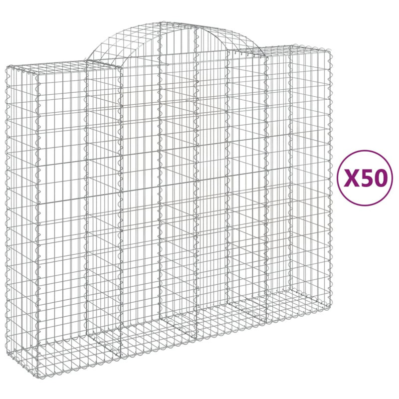 Bitha Silver Metal Arched Gabion Baskets, 50, 180cm H x 200cm W x 50cm D