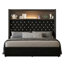 Lit plateforme luxueux en velours avec rangement et port USB, design moderne pour la maison