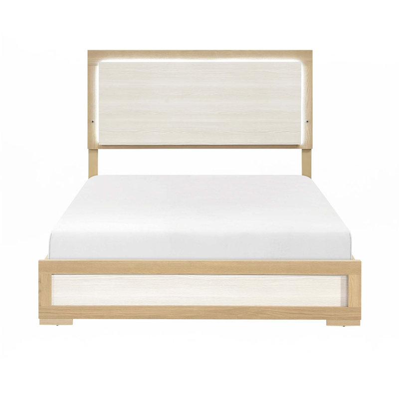 Mobilier de chambre à coucher en bois avec tête de lit à panneau 1Pc (seulement lit)