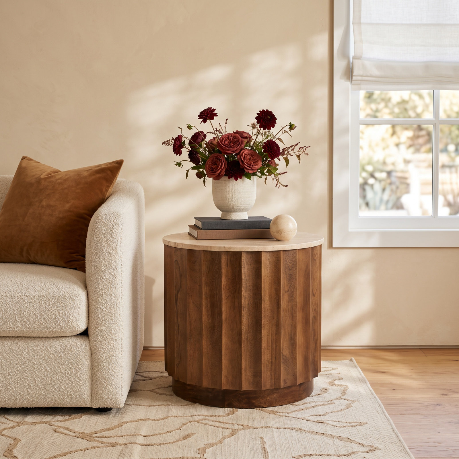 Gaige End Table with Stone Top