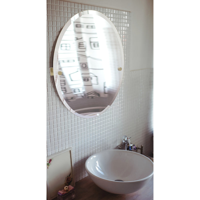 Haranu Wall Mirror with Shelves, Antique Brass