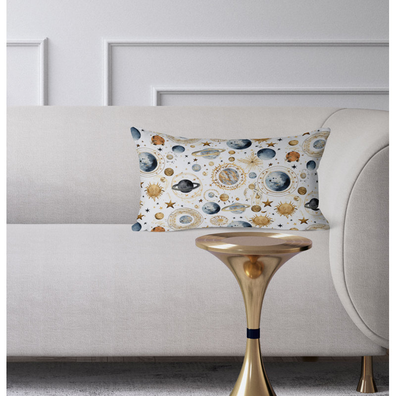 Space Fusion  Rectangular Throw Pillow, Blue/White
