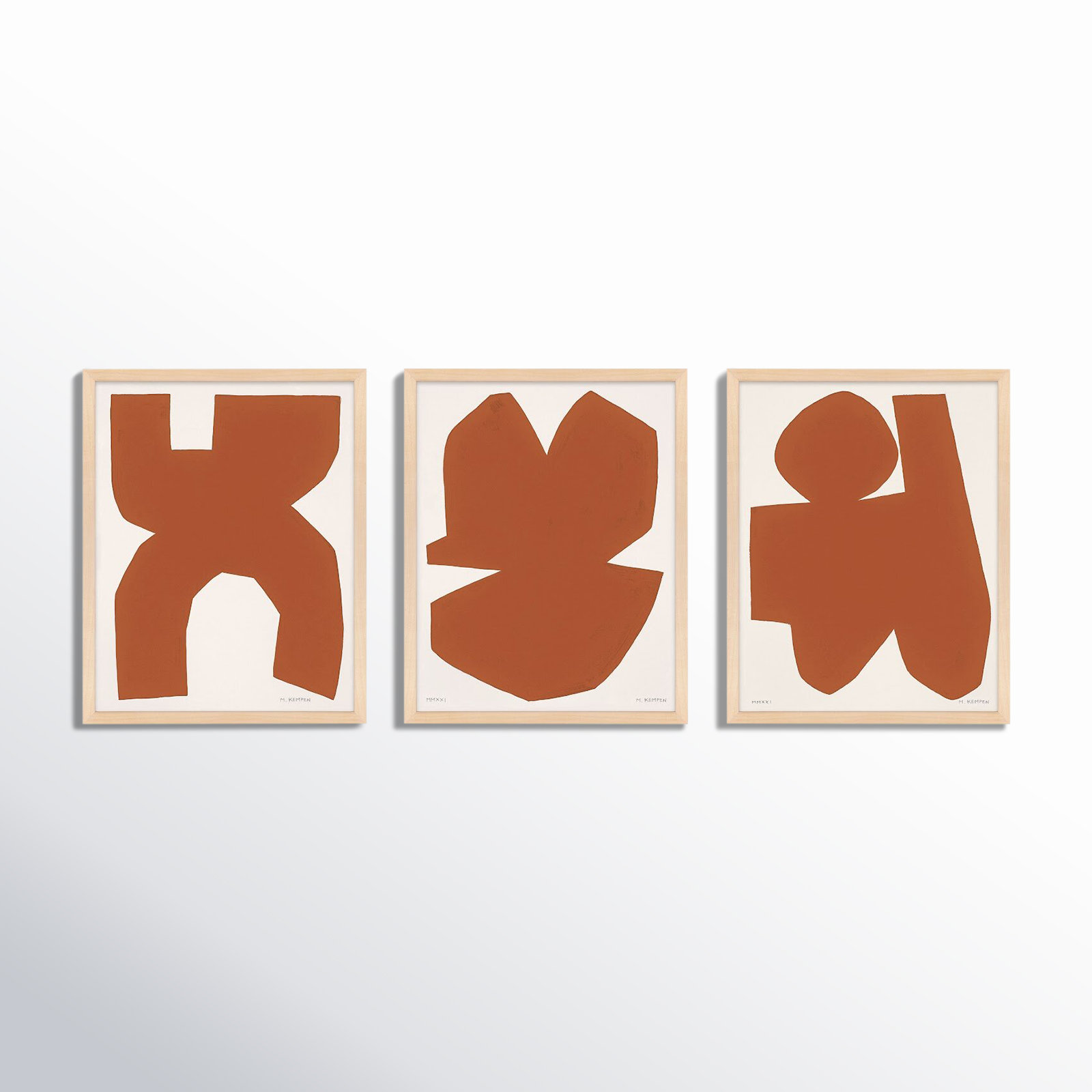 Terra Cotta "Terra Cotta" 3-Piece Print Set, Brown, 25'' H x 20'' W