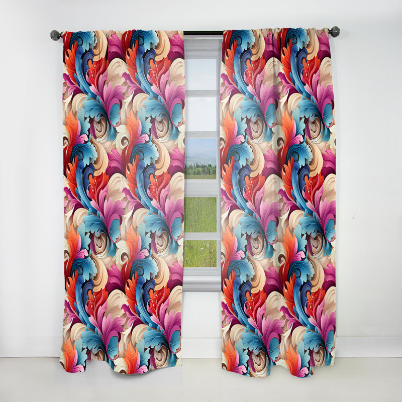 Motif cachemire Retro Vibes - Rideau floral - Rideau floral obscurcissant - 1 panneau, L 52 po x L 108 po