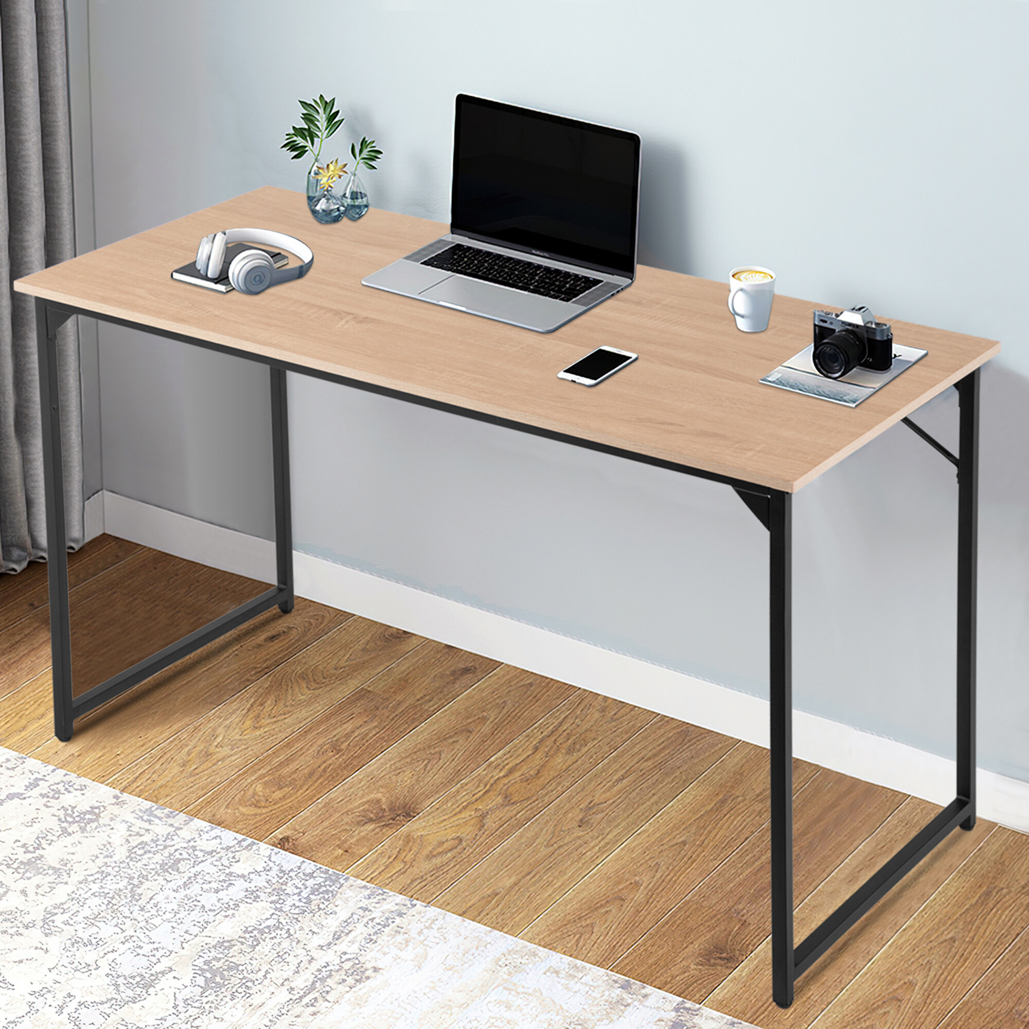 Calico Designs Nook Office Desk with Storage Compartments Graphite / Ashwood
