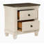 Table de chevet transitionnelle style rustique 1pc avec 2 tiroirs blanc antique et brun rosé