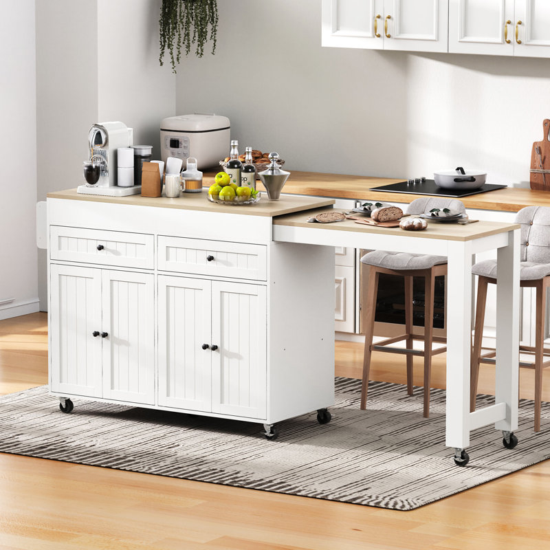 112 cm W Kitchen Island with Top, White