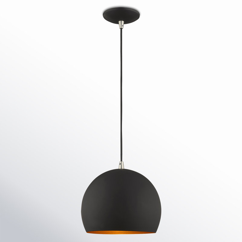 Schultz 10" W Metal 1-Light Single Globe Pendant, Black