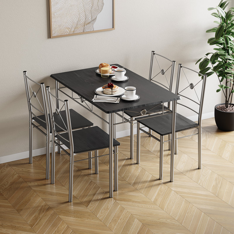 Adalat 4 - Person Dining Set, Silver, Black