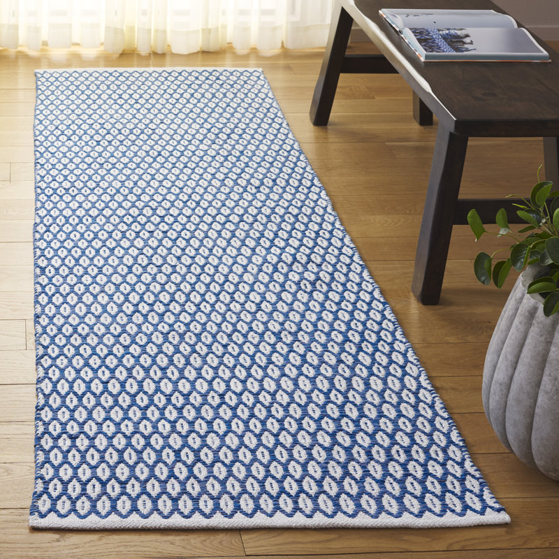 Modena Hand Woven Cotton Geometric Rug, Runner 2'3" x 8'