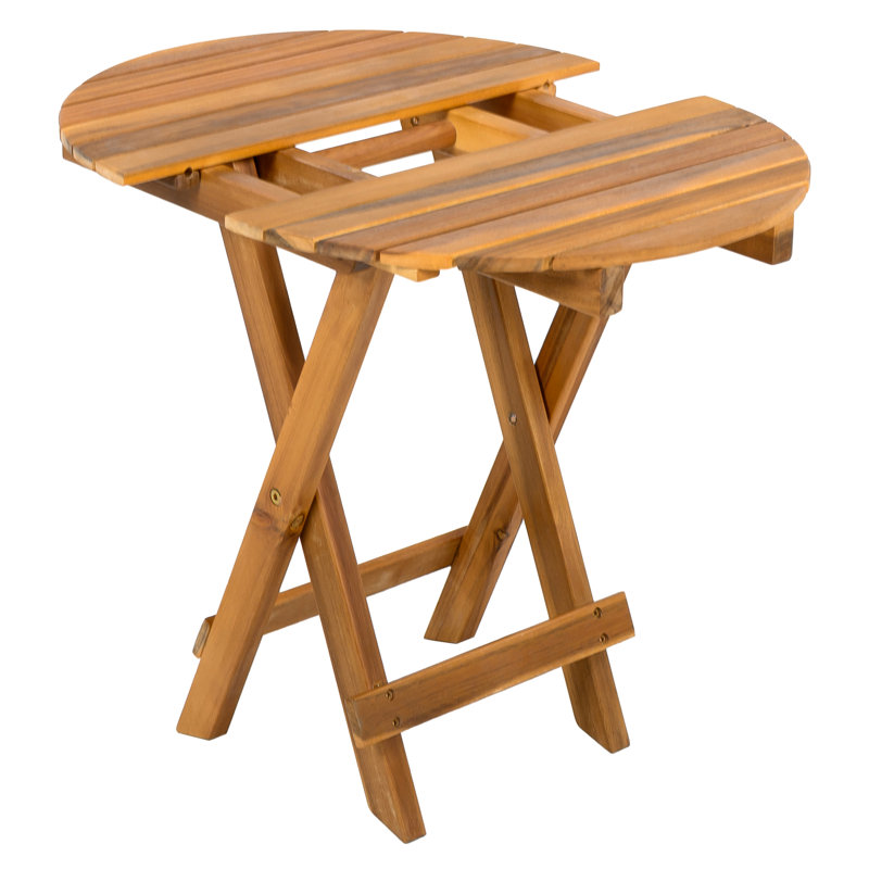 Table d'extérieur pliable, en bois avec finition et légère, s'adapte aux petits espaces serrés
