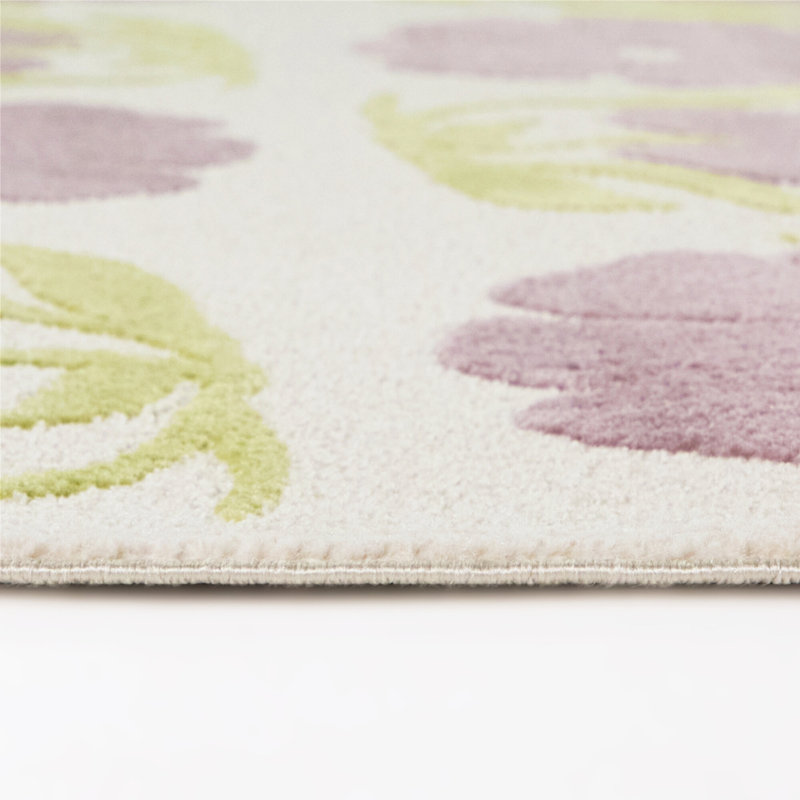 Tapis floral lilas / vert Junho, 7 pi 10 po x 10 pi