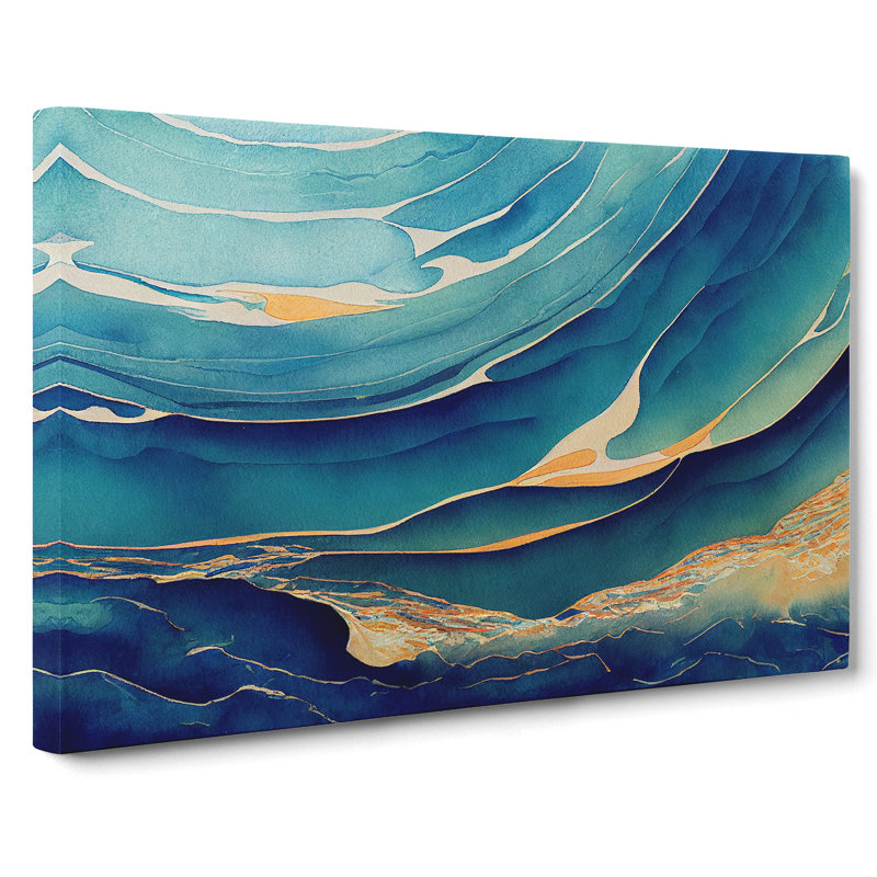 Artful Ocean Wave Abstract - Wrapped Canvas, 35cm H x 50cm W x 3cm D